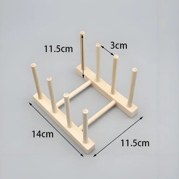 Wooden Thread Spool Rack Holder for Leathercraft & Sewing (8 / 16 Spools) – Pine Wood Organizer for Waxed Thread, Nylon, and Sewing Spools