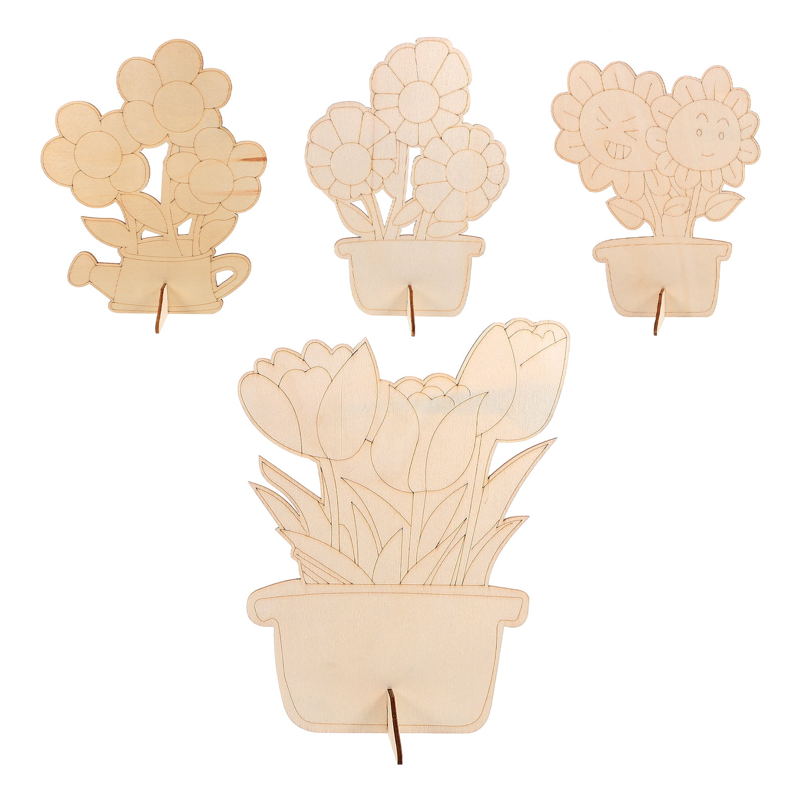 Wooden Threedimensional Flower Pot Plates Children's Toys Kids