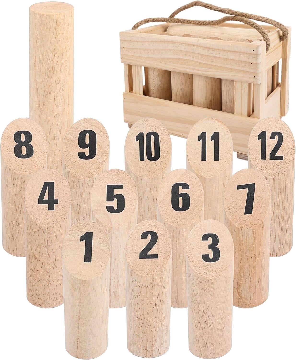 Throwing Block Fugocen Wooden Throwing Game 12 Numbered Block Toss Game Set with ...