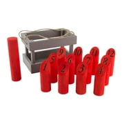 Wooden Throwing Game-Complete Set - Outdoor Lawn Games by Hey! Play! (Red/Gray)