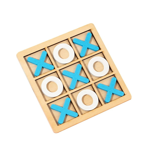 Wooden Tic Tac Toe Board Game with XO Pieces, Portable Tabletop Strategy Game for 4-5 Years, Classic Travel Puzzle