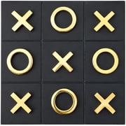 Wooden Tic Tac Toe Game Set, Decorative Tabletop Board Game for Living Room, Coffee Table, Shelf and Home Decor
