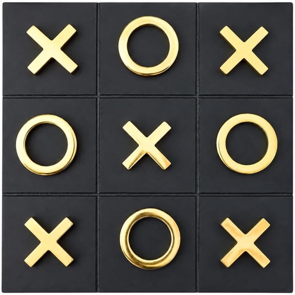 Wooden Tic Tac Toe Game Set, Decorative Tabletop Board Game for Living Room, Coffee Table, Shelf and Home Decor