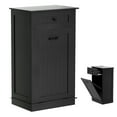 thumbnail image 1 of Wooden Tilt Out Trash Cabinet Bin, Dog Proof Garbage Can Holder, Kitchen Island with Laundry Hamper, Black, 1 of 17