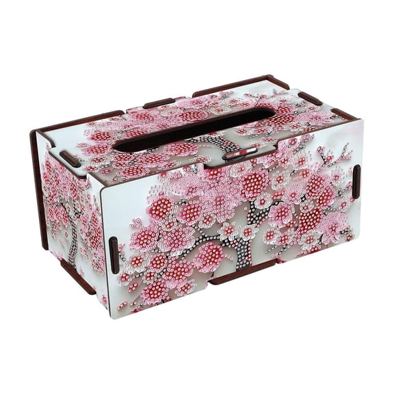 Wooden Tissue Box DIY Diamond Art Kit, Decorative Wood Tissue Holder Craft Set with Rhinestones Tools for Home Decor Gift