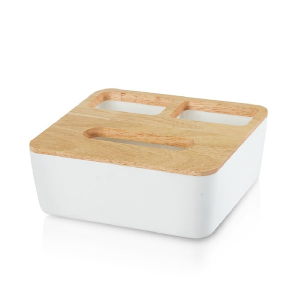 Wooden Tissue Box Multifunctional Facial Tissue Dispenser Box Napkin Organizer for Bathroom Bedroom Living Room