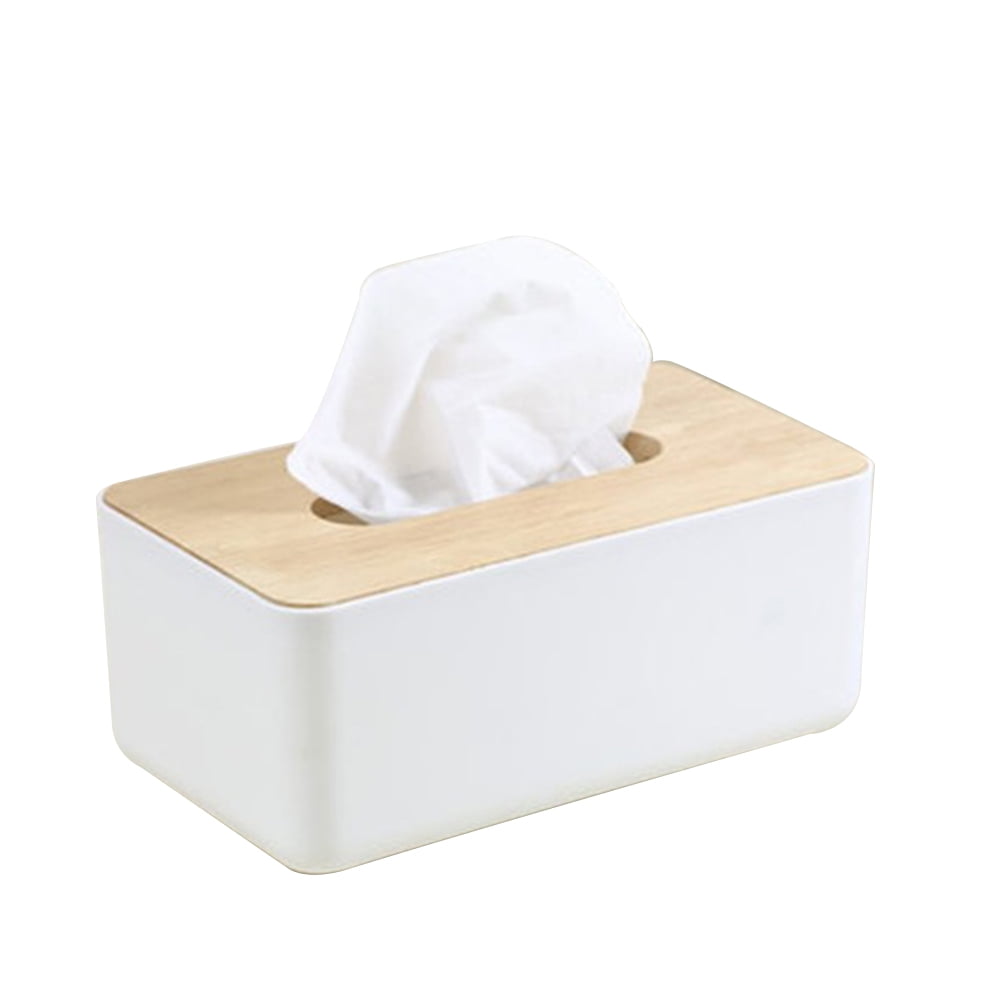Wooden Tissue Box Rectangular Tissue Paper Cover Holder for Home Office