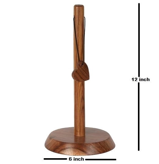 Wooden Tissue Roll Holder with Non-Slip Base, Kitchen Napkin Stand - Multipurpose Kitchen and Bathroom Organizer for Paper Towels and Napkins, 1Pc, Brown