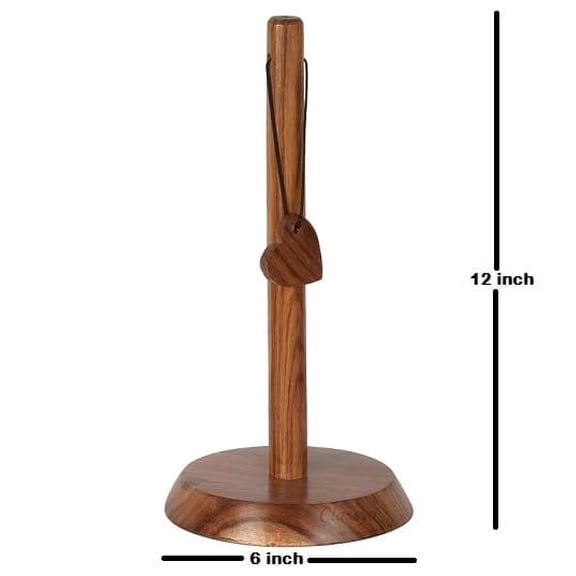 Wooden Tissue Roll Holder with Non-Slip Base, Kitchen Napkin Stand - Multipurpose Kitchen and Bathroom Organizer for Paper Towels and Napkins, 1Pc, Brown