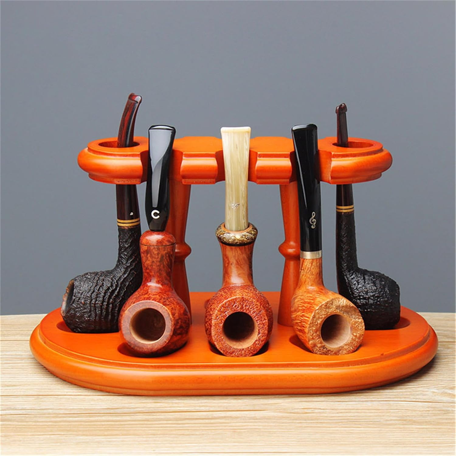 Wooden Tobacco Pipe Stand, 8 Pipe Smoking Pipe Rack Display Holder Accessories for Father's Day, Thanksgiving Day and All Smoking Lovers, Men's, Size: