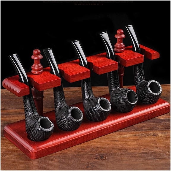 Wooden Tobacco Pipe Stand for 5 Pipes  Smoking Pipe Holder Rack, Pipe Accessories, Men's Gift for Pipe Collection