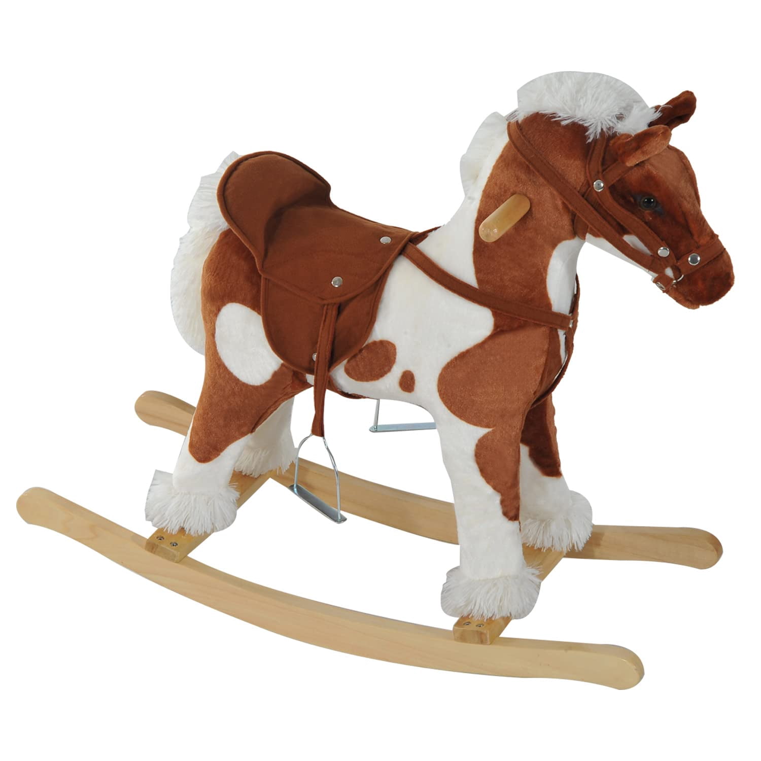 Kids Musical Rocking Horse with Wooden Base – Soft Plush Ride-On Toy for Toddlers