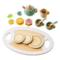 thumbnail image 1 of Wooden Toddler Tea Set for 1-3 Year Olds Pretend Play Kitchen Toy with Safe Rounded Edges Lightweight Design Easy-Grip Handles Washable Pieces Non-Toxic Paint Preschool Learning Tea Time,B, 1 of 5