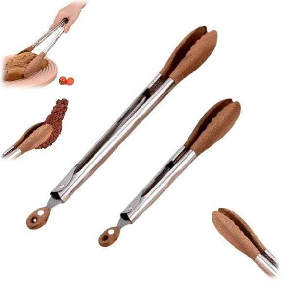 Wooden Tongs 2025 New Cooking Tongs,York Walnut Wood Tongs,Stainless Steel Anti-Slip Long Handle Wood Salad Tongs With Hanging Hole for Cooking and Kitchen (9 Inch+12 Inch)