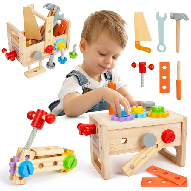 Wooden Tool Set for Kids, 29Pcs Educational STEM Toys Toddler ...