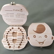Wooden Tooth Fairy Box for Boys, Pine Wood Baby Teeth Keepsake Holder