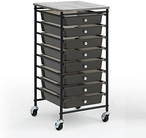 Wooden Top Compact Rolling Storage 8 Drawers Organizer Mobile Utility ...