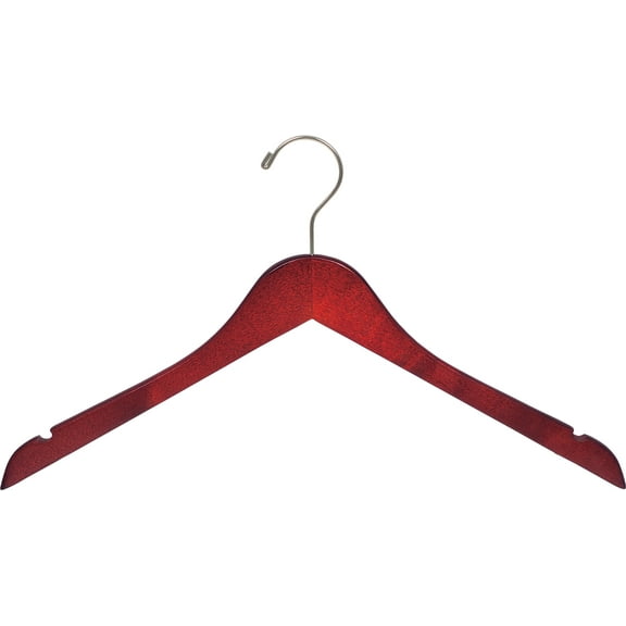 The Great American Hanger Company Cherry Finish Top Hanger with Notches and Brushed Chrome Swivel Hook Box of 8