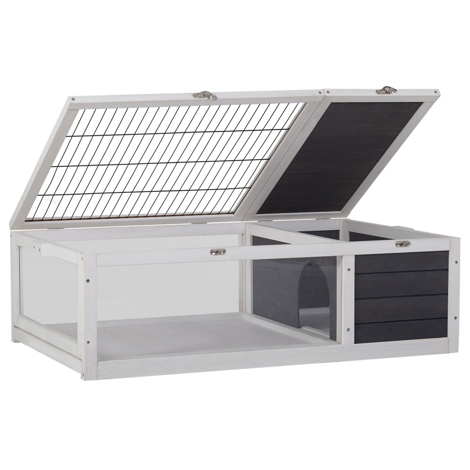 Large Gray Wooden Tortoise Habitat with Removable Tray