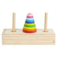 thumbnail image 1 of Wooden Tower of Hanoi Puzzle Brain Teaser Game 10 Rings Intellectual Logical Thinking Toy Educational Learning Montessori Math, 1 of 9
