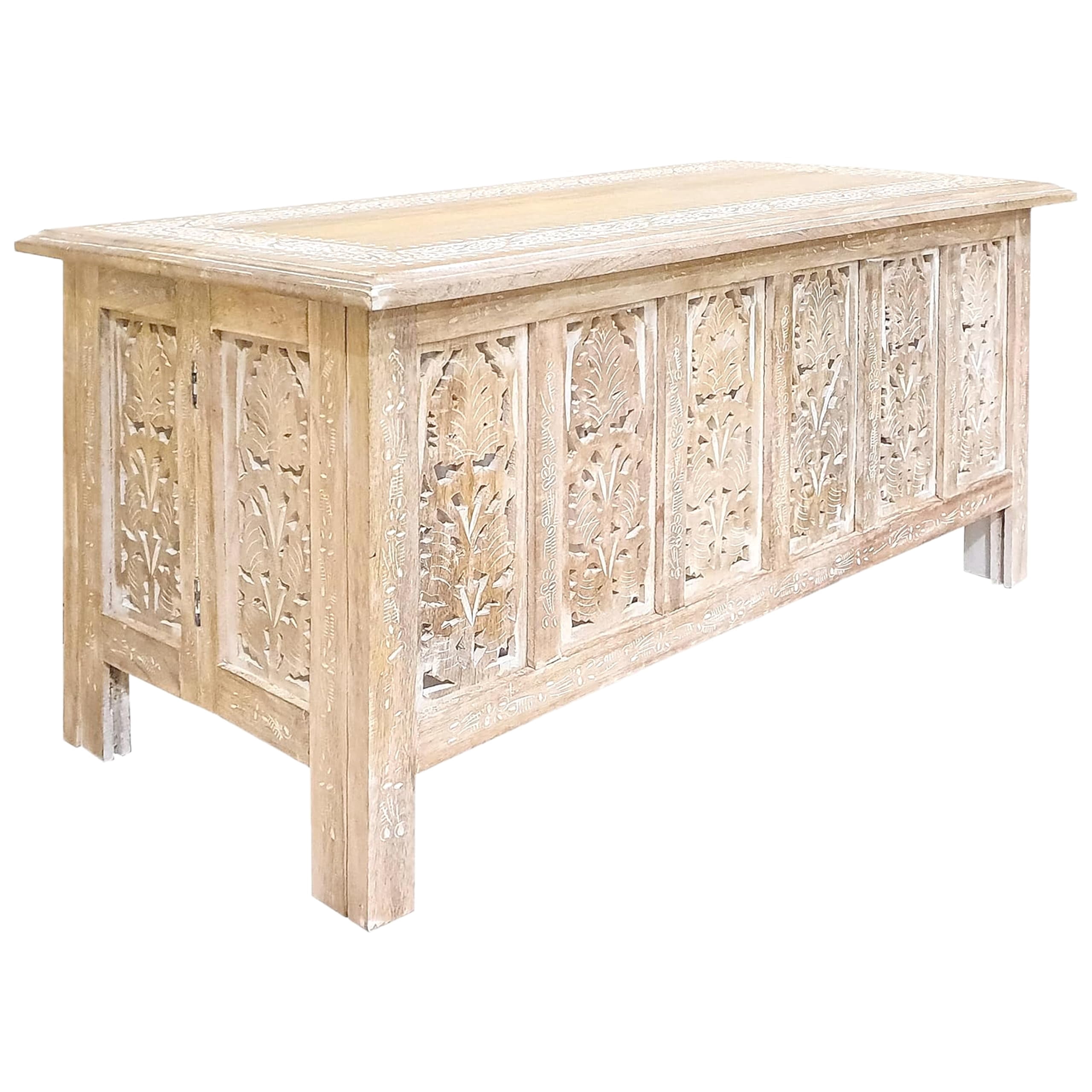 The Wooden Town Rectangular Coffee Table – 36x18 Inch White Wash Finish ...