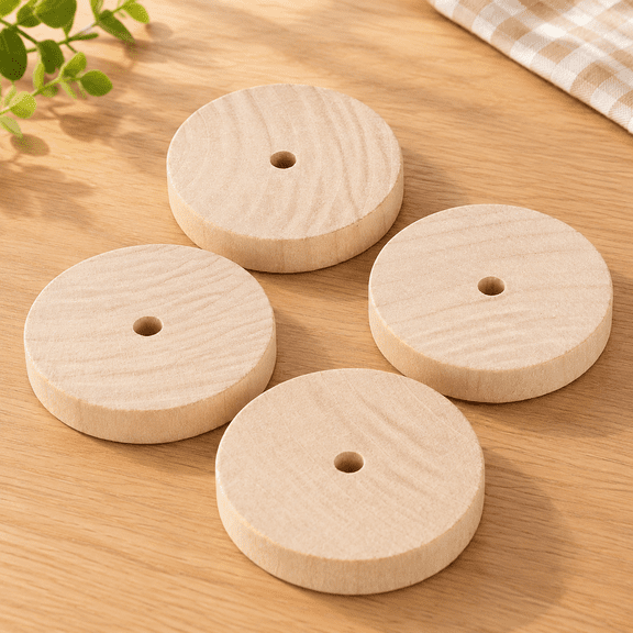Wooden Toy Vehicle Car Train Wheels 1.77" Dia 1/5" Hole 4PCS