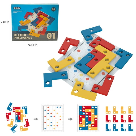 Wooden Toys Block Board Game Intelligence Toys DIY Puzzles Toys - Blue