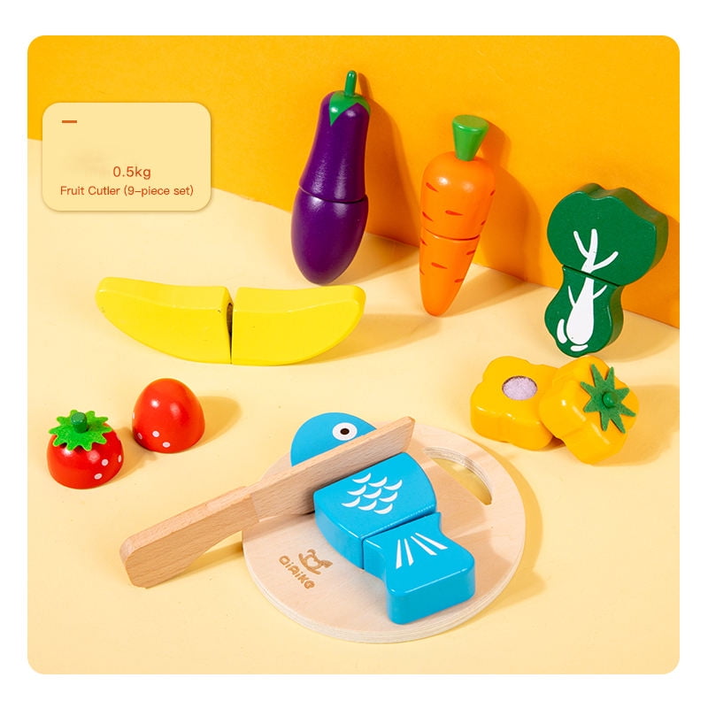 Wooden Toys Food for Kids Kitchen Play Food Cutting Fruits and