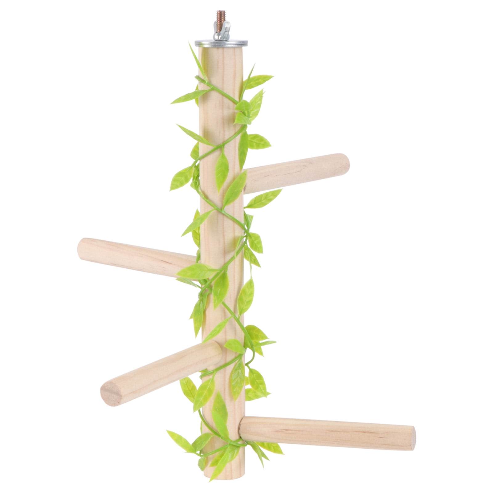 Wooden Toys Parrot Standing on Tree Branch Bird Cage Pole Desktop