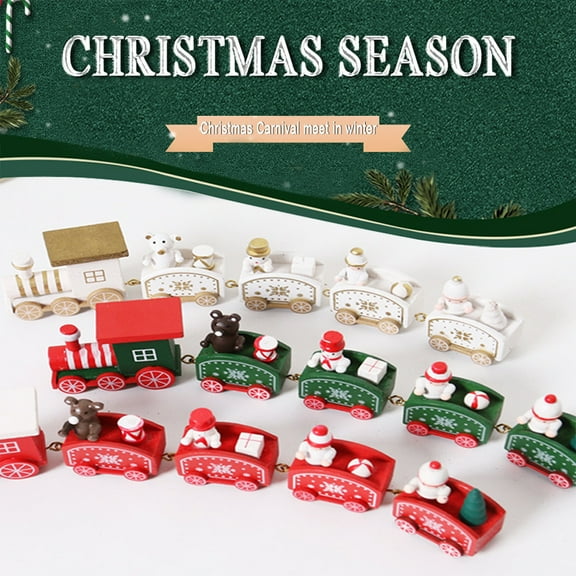 Wooden Train Set under $5! Cagogo Wooden Christmas Train Set, Christmas Train Track Decor forKids, Children's Christmas Toy Train for Tree, Holiday Train Decor for Home, Christmas Wooden Train for