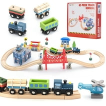 SainSmart Jr. Wooden Train Set for Toddler with Double-Side Train ...