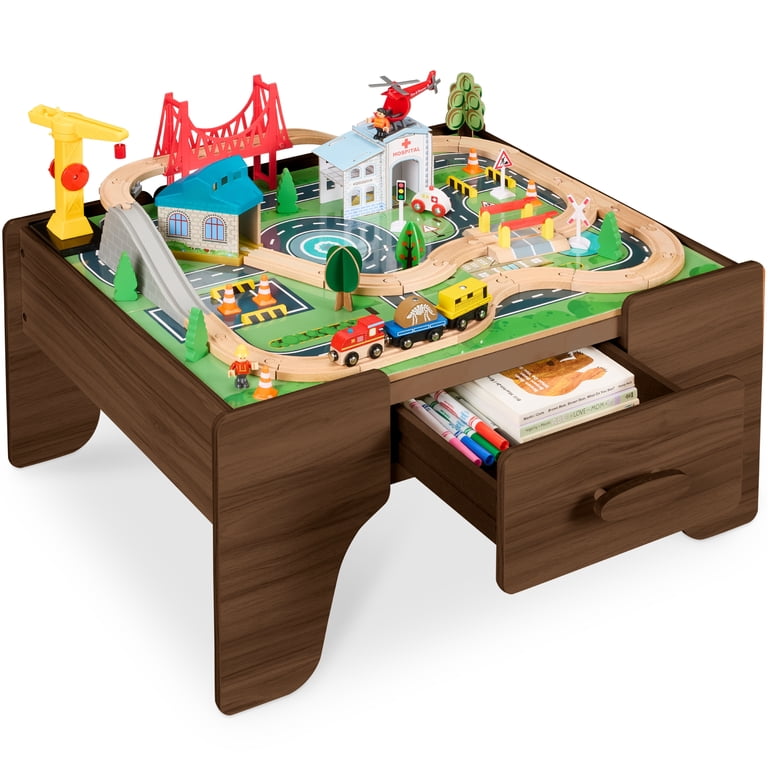 Best Choice Products Wooden Train Set Table for kids, 56pc Multi