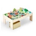 thumbnail image 1 of Wooden Train Table Set, 84-Piece Kids Activity Table - 3-in-1 Train Set for Play, Drawing & Learning - Multicolor Wooden Table with Storage for Ages 3+, 1 of 9