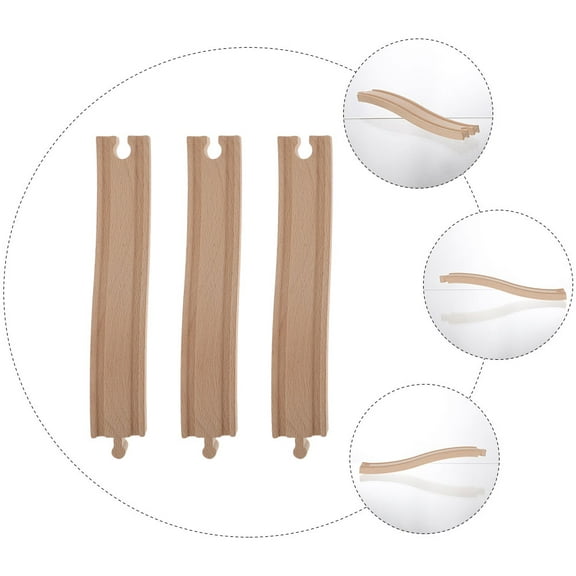 Wooden Train Track 3Pcs Bulk Track Props Wooden Turning Path Assembled Track Train Toy Accessories