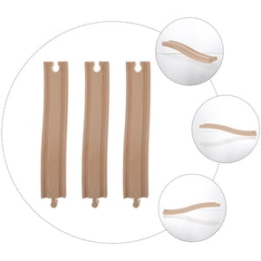 Wooden Train Track Accessories 3 Pieces Bulk Set with Track Props and Turning Path for Assembled Train Toy Play