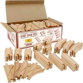 Right Track Toys Wooden Train Track 52 Piece Set - 18 Feet Of Track Expansion And 5 Distinct Pieces - 100% Compatible with All Major Brands