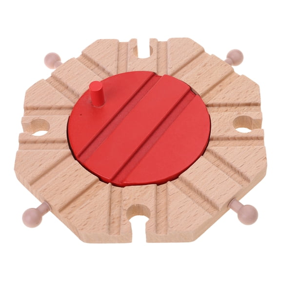 Wooden Train Track Accessories Railway Toy for Toddler Wooden Railway Turntable Compatibles with Most Other Rails Brand