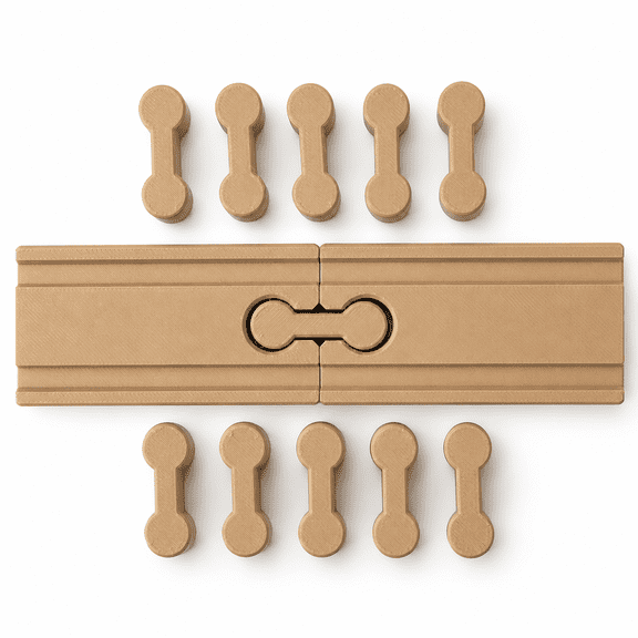 Wooden Train Track Connectors Dog Bone Adapter Pieces Compatible with Brio, IKEA & More Connect Any Brand Wood-Tone Set of 20