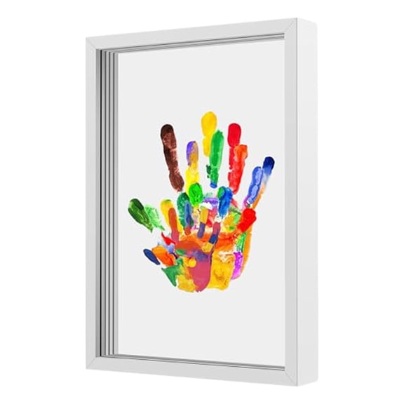 Wooden Transparent Handprint Frame for Baby Keepsake, Acrylic Handprint and Footprint Display Frame, Baby Handprint Kit Memory Frame for Nursery Decor, Newborn Gift for Parents