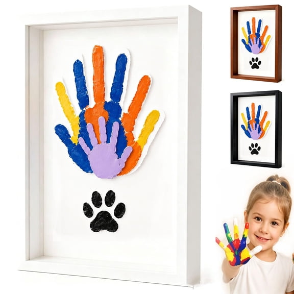Wooden Transparent Handprint Frame Set, DIY Family Memorial Gift Kit, Acrylic Board, Colorful Paints, Wooden Transparent Handprint Photo Frame, WoodenHandprint Frame,DIY Keepsake Frames