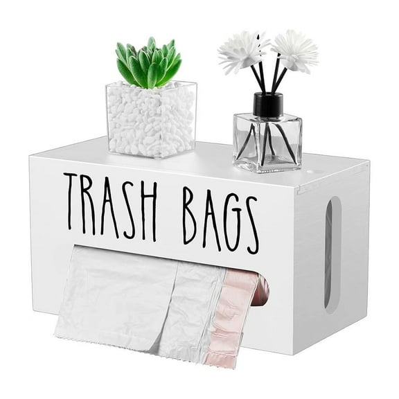 Wooden Trash Bin Bag Dispenser, Wall Mounted Bin Bag with Lid, Trash Trash Large Bag Bag Garbage Roll