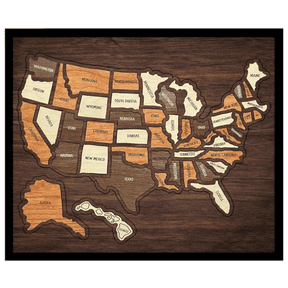 Wooden Travel Map Puzzle Wall Decor, Push Pin Journey Tracker Frame, Interactive Memory Display Board for Home Office Adventure Gift T-oy