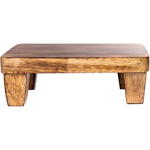 Wooden Tray Pedestal Decor | Display Riser for Plant and Other Home, Kitchen or Bathroom Accessories | Hand Carved Mango Wood 2 Finishes Available (Polished Mango Wood)