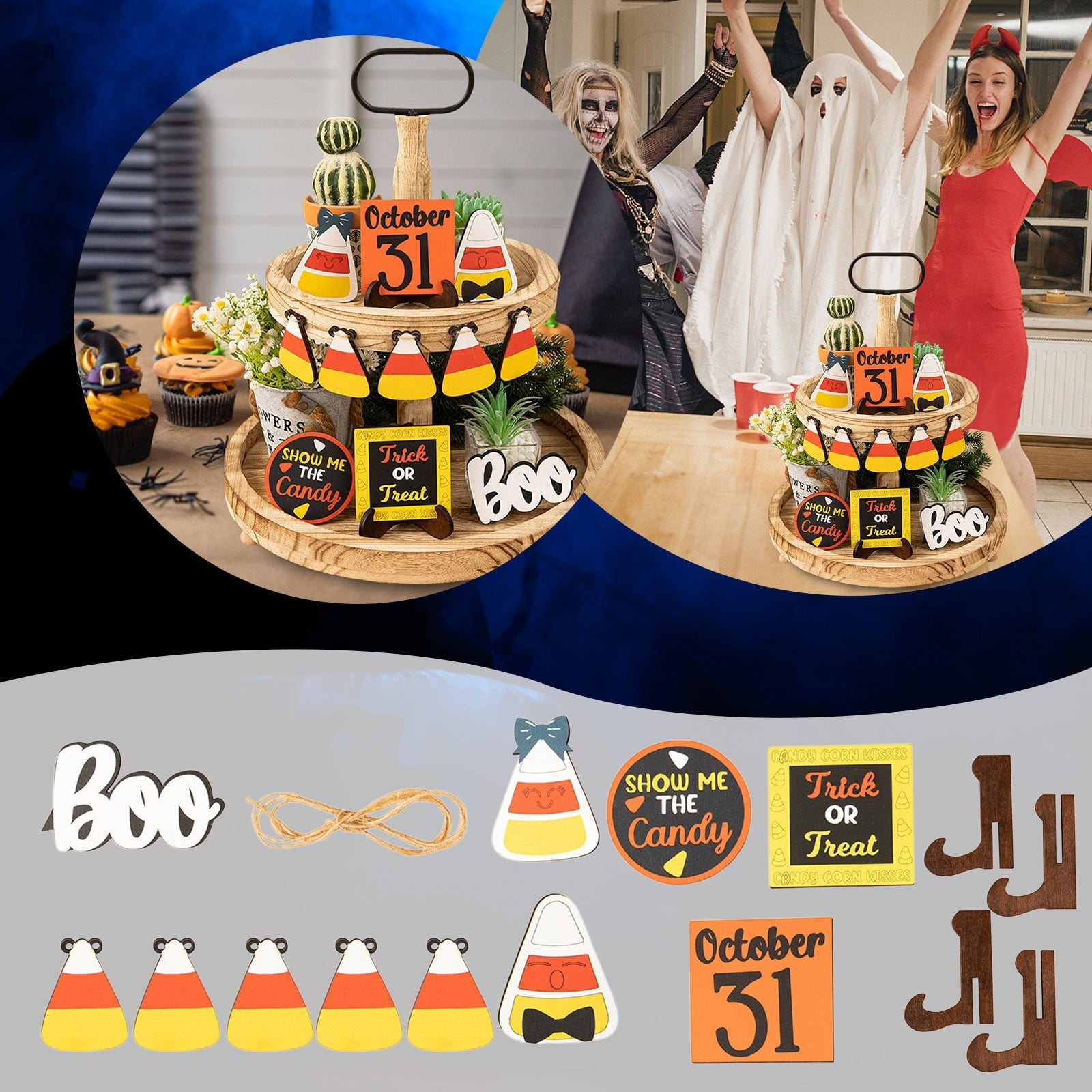 Wooden Trays Wooden Easter Eggs Table Centerpiece Tray for Dining Room