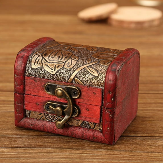 Wooden Treasure Chest Jewelry Box Vintage Storage Wooden Box Trinket Box Hot Sale Antique Wooden Box Storage Boxes