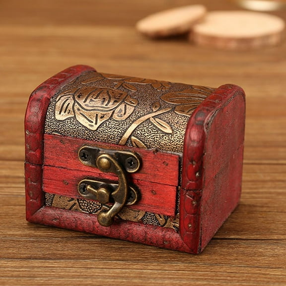 Wooden Treasure Chest Jewelry Box Vintage storage wooden box Trinket box