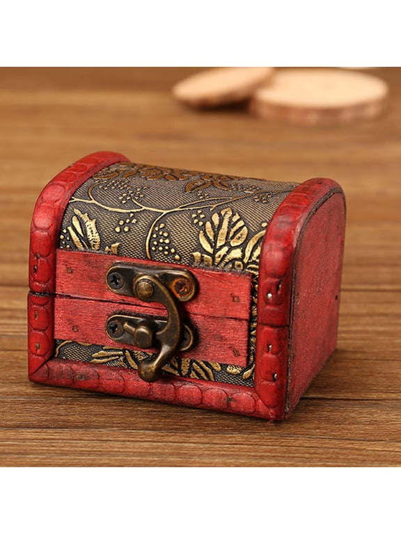 Wooden Treasure Chest Jewelry Box Vintage storage wooden box Trinket box