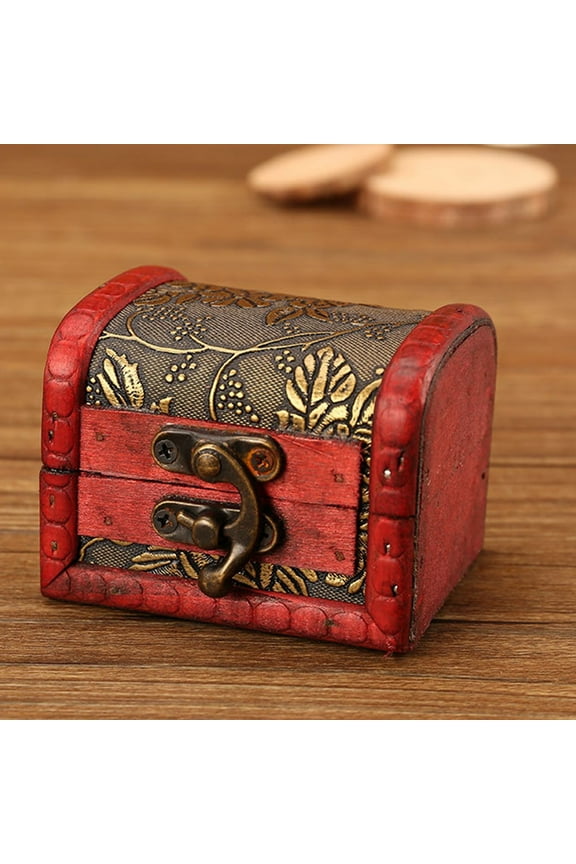 Wooden Treasure Chest Jewelry Box Vintage storage wooden box Trinket box