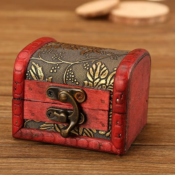 Wooden Treasure Chest Jewelry Box Vintage storage wooden box Trinket gift box