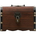 thumbnail image 1 of Wooden Treasure Chest Piggy Bank, Retro Handmade Solid Wood Safe Money Bank With Lock And Keys, 1pc, 1 of 5